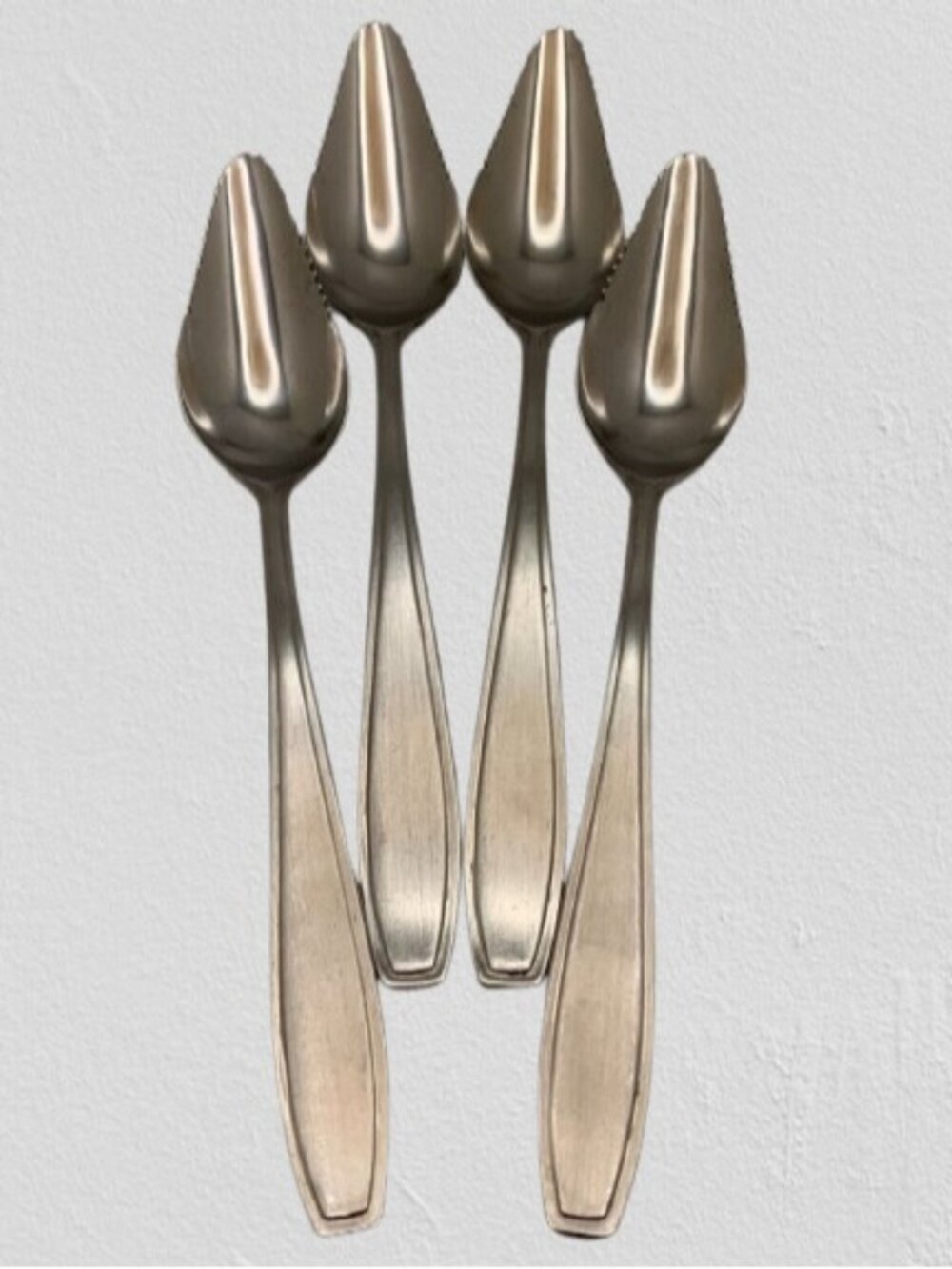 4 Vintage MCM Serrated Grapefruit Spoons Stainless Steel Japan Citrus Flatware